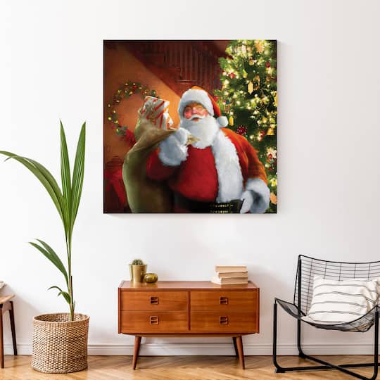 Santa Gets Ready 36x36 Canvas Wall Art